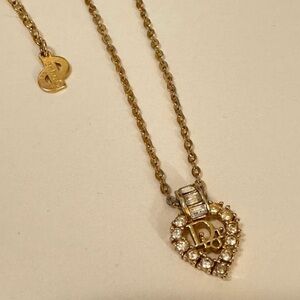Vintage Dior heart and rhinestone necklace
